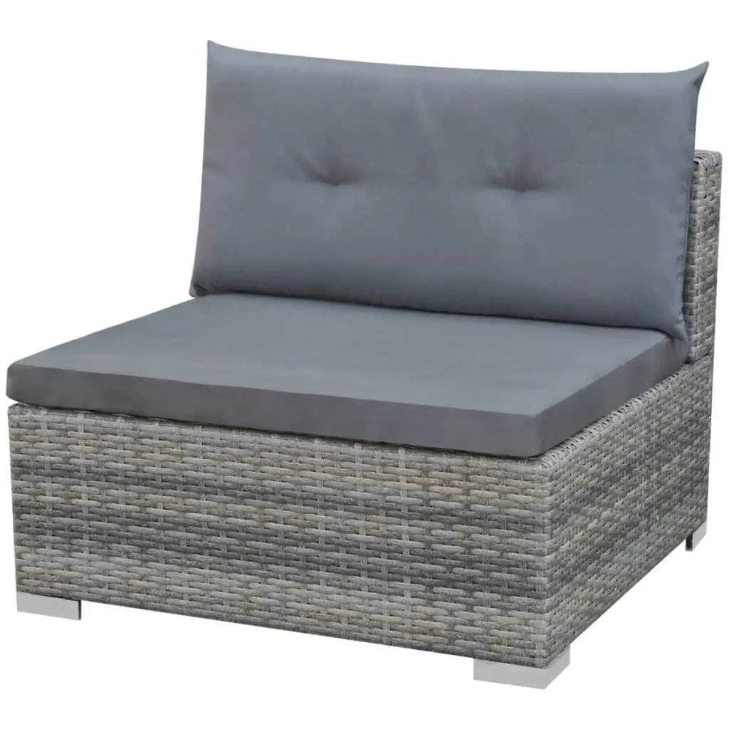 10 Piece Garden Lounge Set with Cushions Poly Rattan Grey 42736