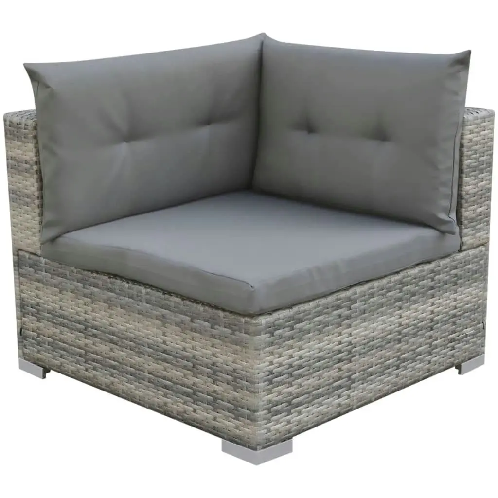 10 Piece Garden Lounge Set with Cushions Poly Rattan Grey 42736