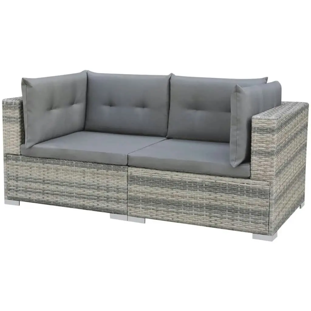 10 Piece Garden Lounge Set with Cushions Poly Rattan Grey 42736