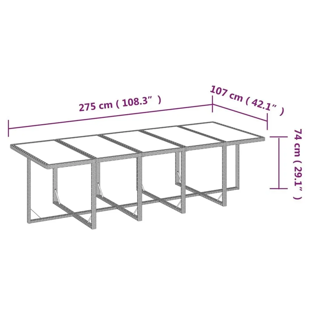 11 Piece Garden Dining Set with Cushions Poly Rattan Grey 3095590