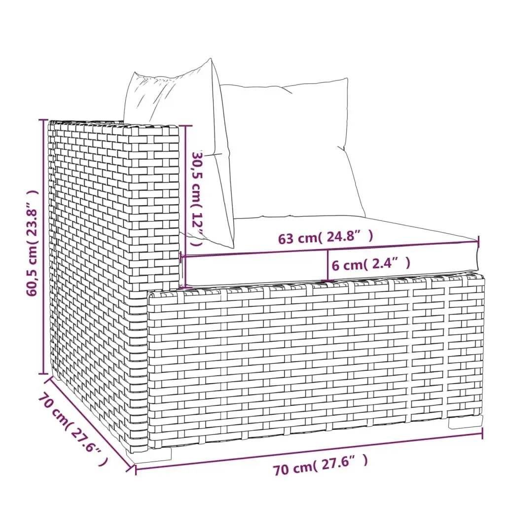 11 Piece Garden Lounge Set with Cushions Poly Rattan Grey 3102606