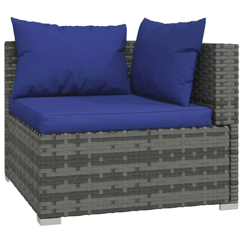 11 Piece Garden Lounge Set with Cushions Poly Rattan Grey 3102606