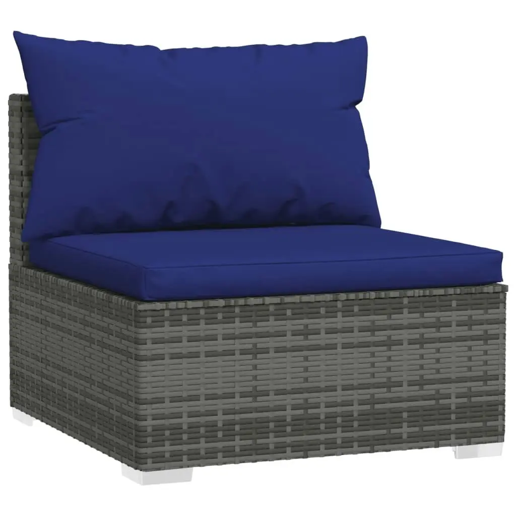 11 Piece Garden Lounge Set with Cushions Poly Rattan Grey 3102606