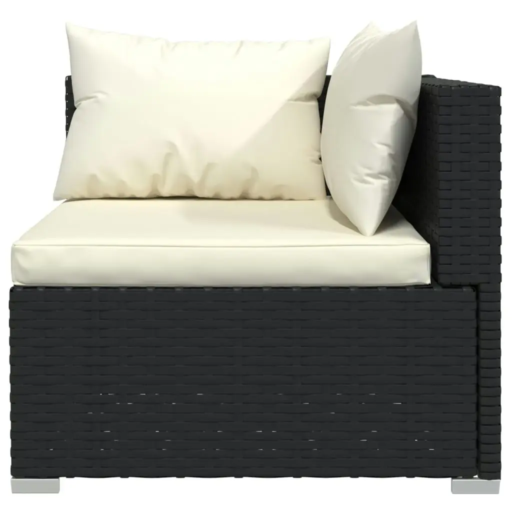 11 Piece Garden Lounge Set with Cushions Poly Rattan Black 3102807