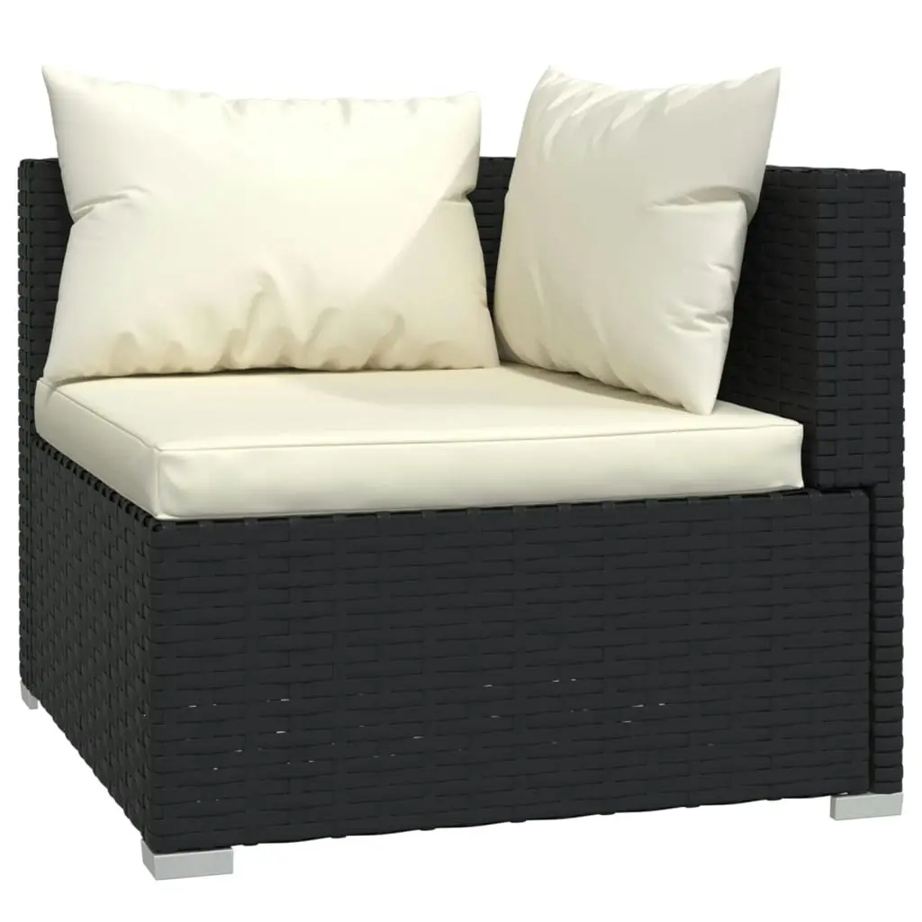 11 Piece Garden Lounge Set with Cushions Poly Rattan Black 3102807