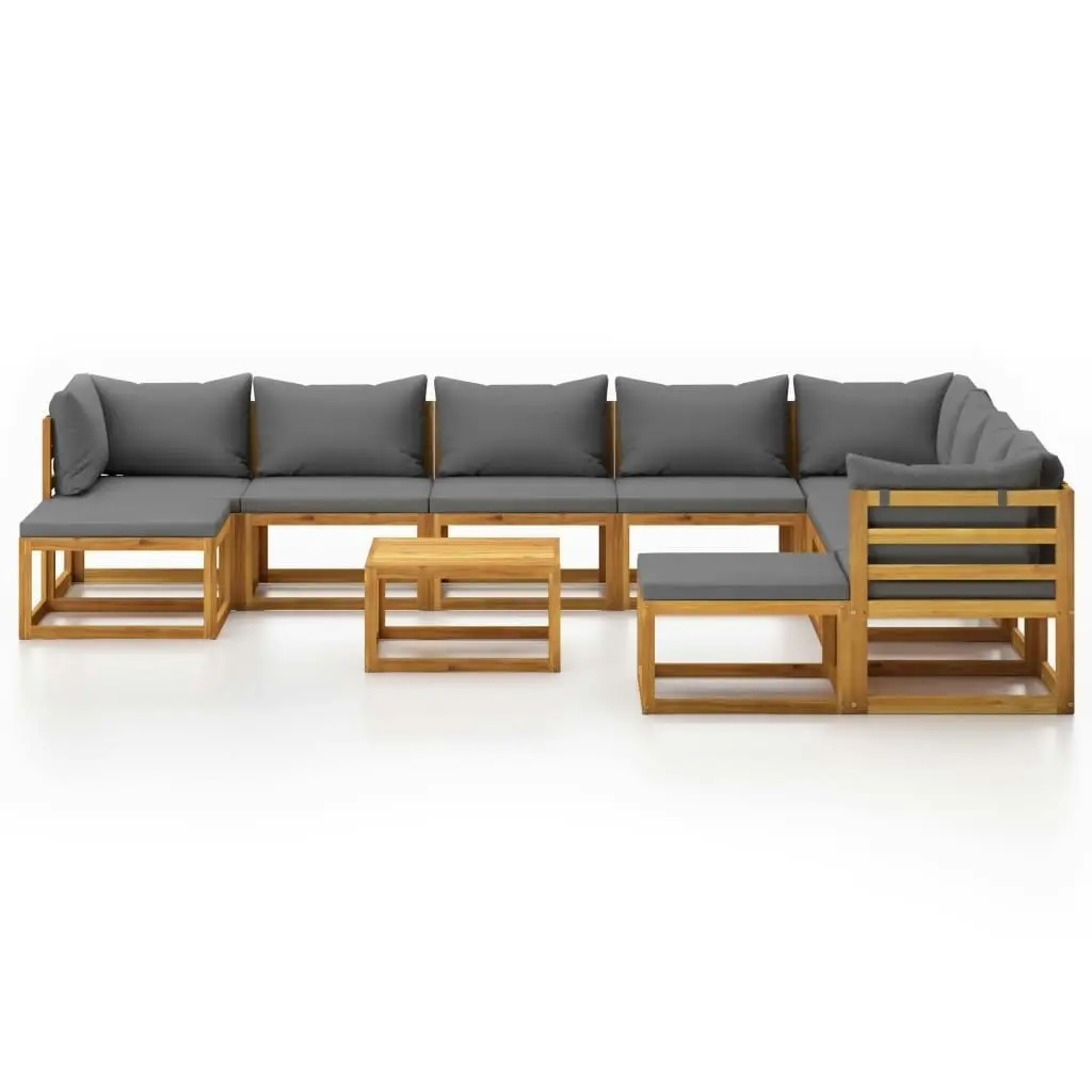 11 Piece Garden Lounge Set with Cushion Solid Acacia Wood 3057617