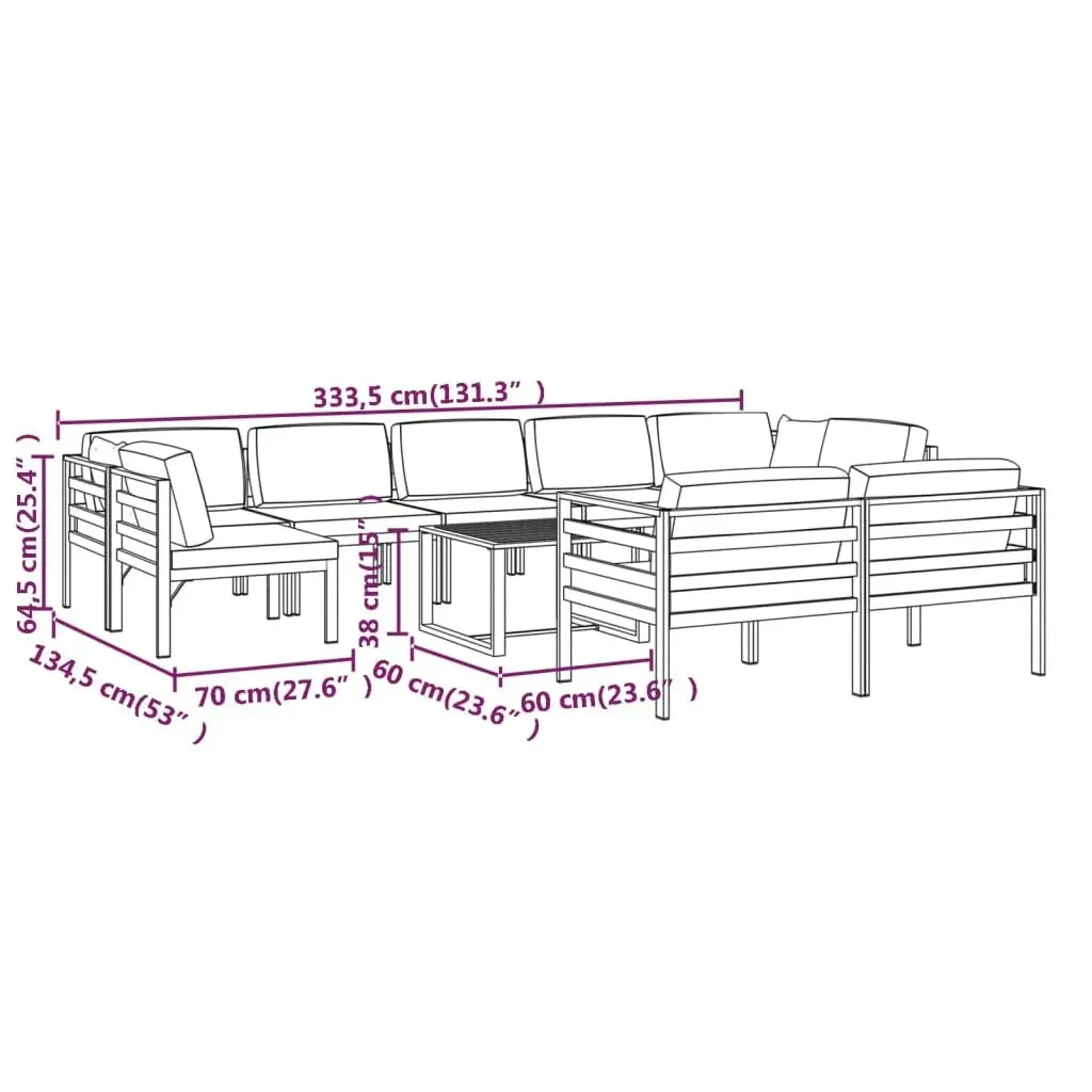 10 Piece Garden Lounge Set with Cushions Aluminium Anthracite 3107819