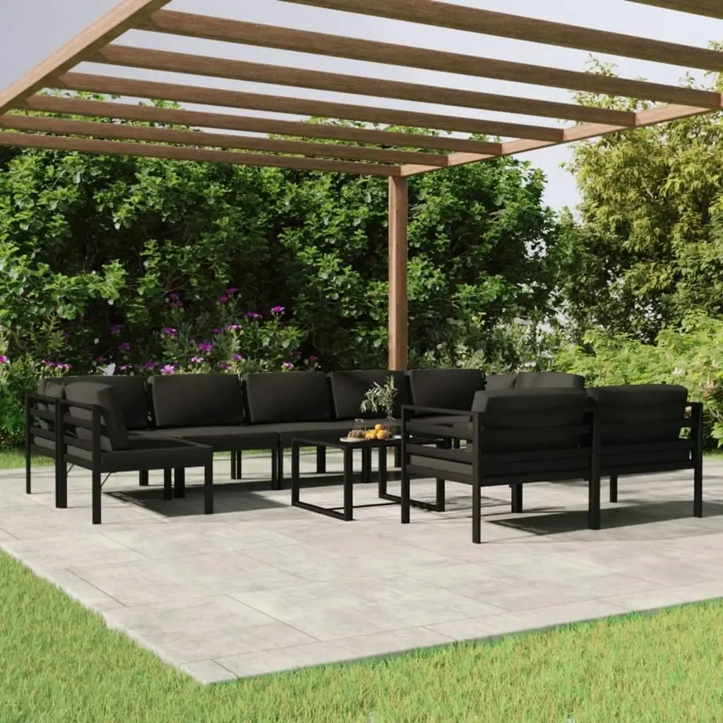 10 Piece Garden Lounge Set with Cushions Aluminium Anthracite 3107819