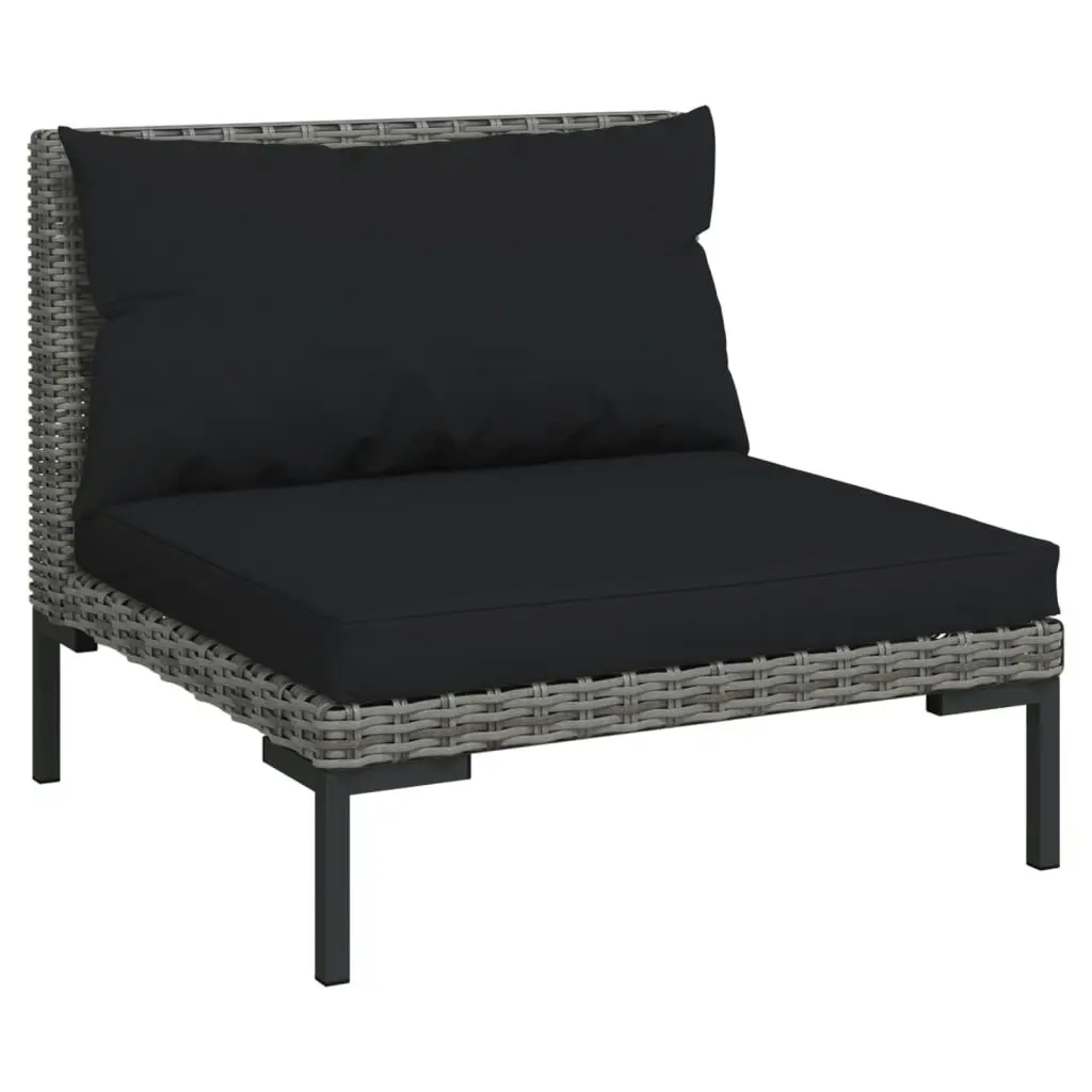 11 Piece Garden Lounge Set with Cushions Poly Rattan Dark Grey 3099925