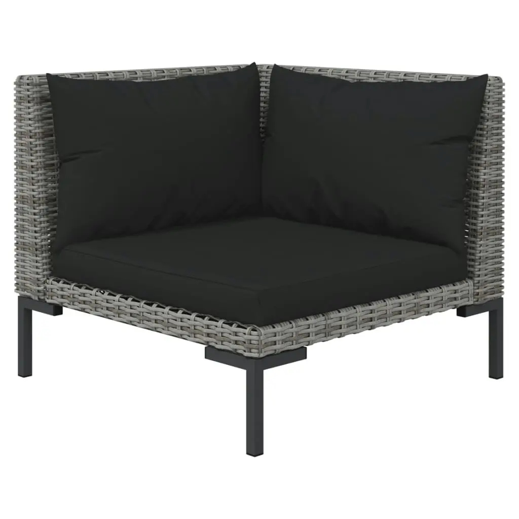 11 Piece Garden Lounge Set with Cushions Poly Rattan Dark Grey 3099925