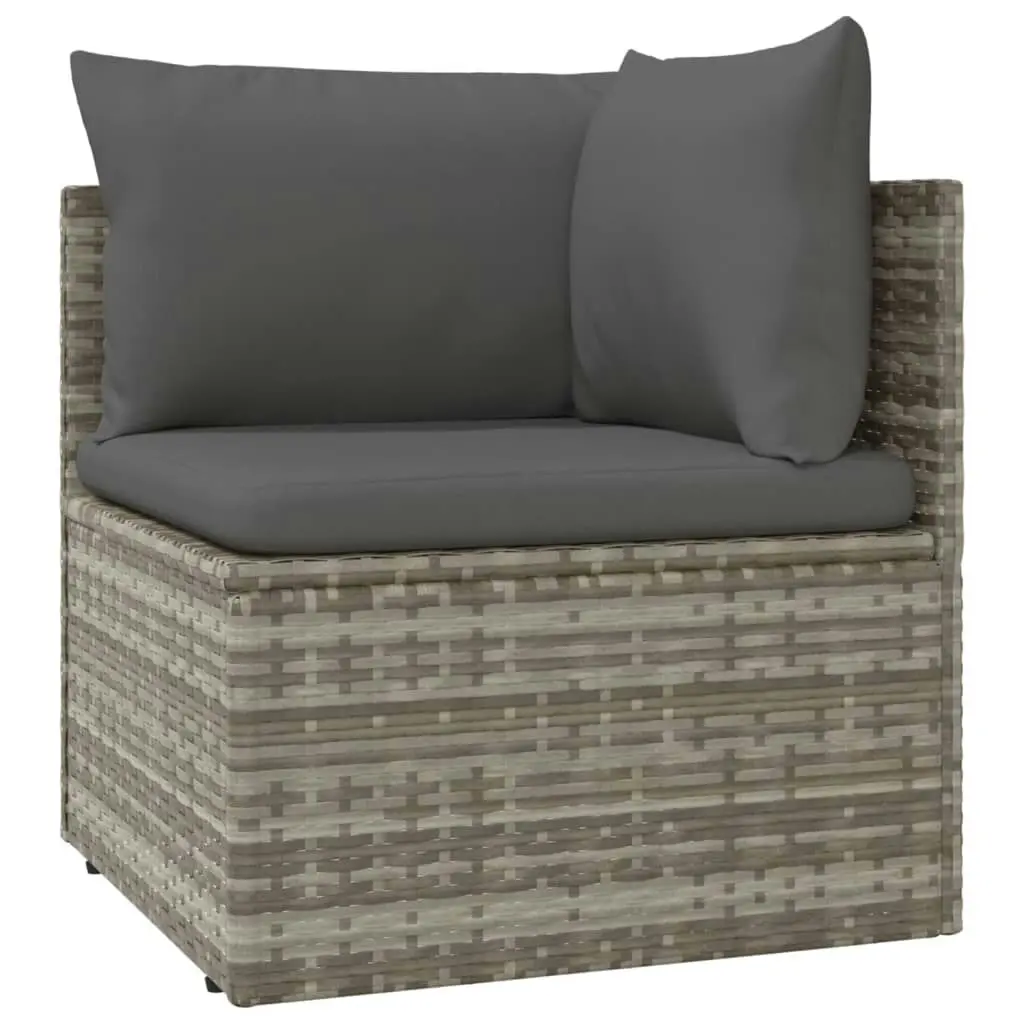 10 Piece Garden Lounge Set with Cushions Grey Poly Rattan 3157410