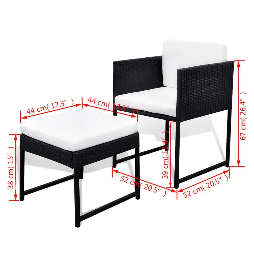 11 Piece Outdoor Dining Set with Cushions Poly Rattan Black 42760