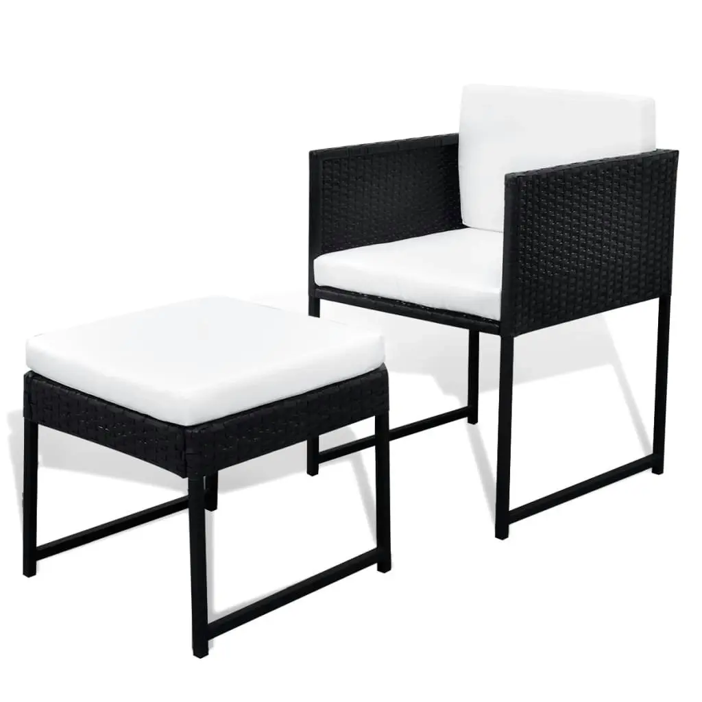 11 Piece Outdoor Dining Set with Cushions Poly Rattan Black 42760