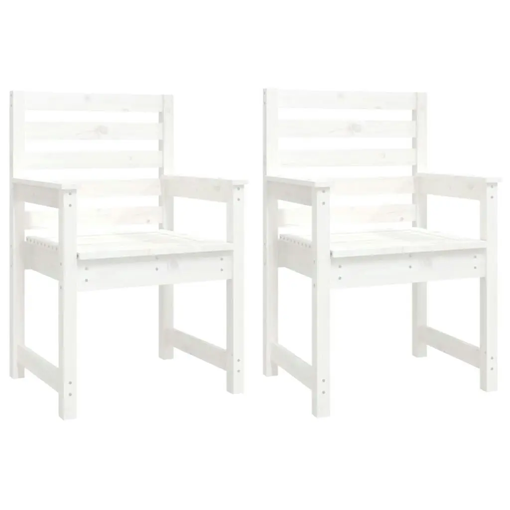 11 Piece Garden Dining Set White Solid Wood Pine 3154720