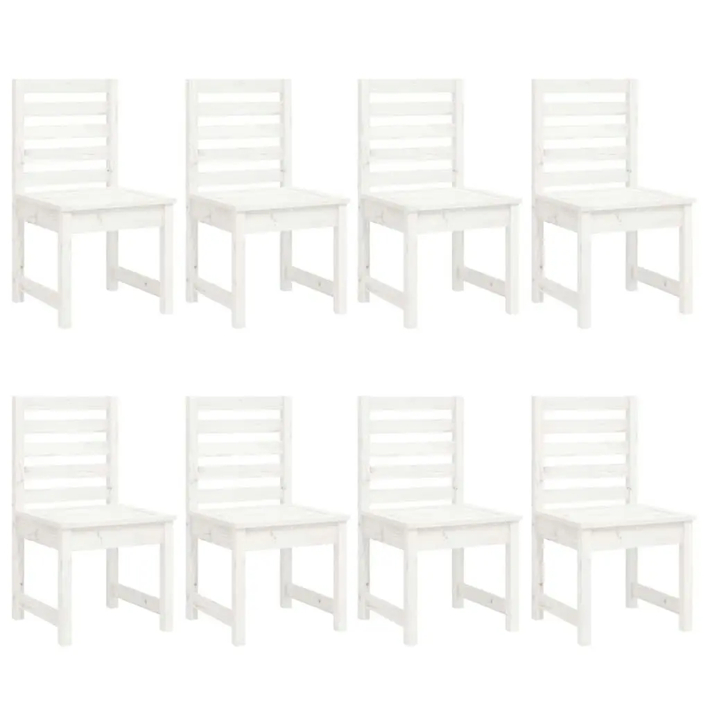 11 Piece Garden Dining Set White Solid Wood Pine 3154720