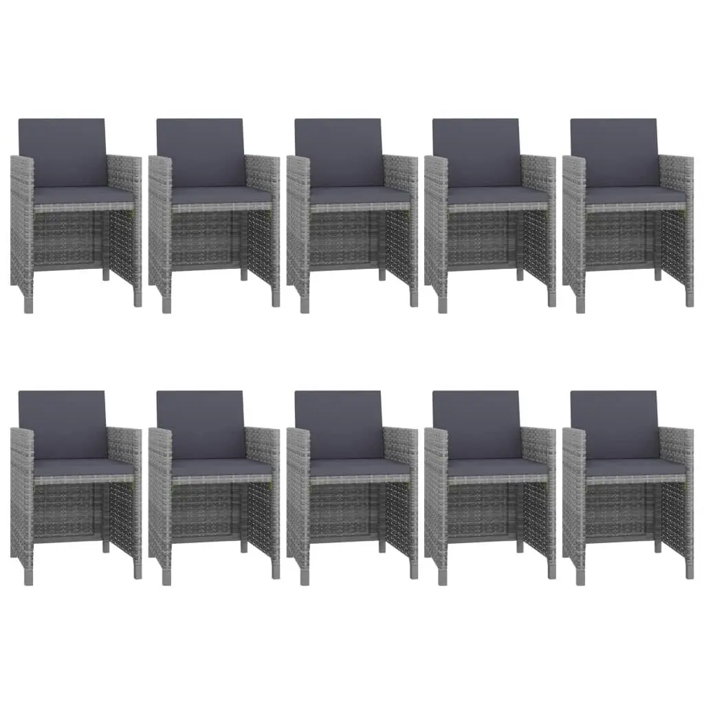 11 Piece Outdoor Dining Set with Cushions Poly Rattan Grey 46378