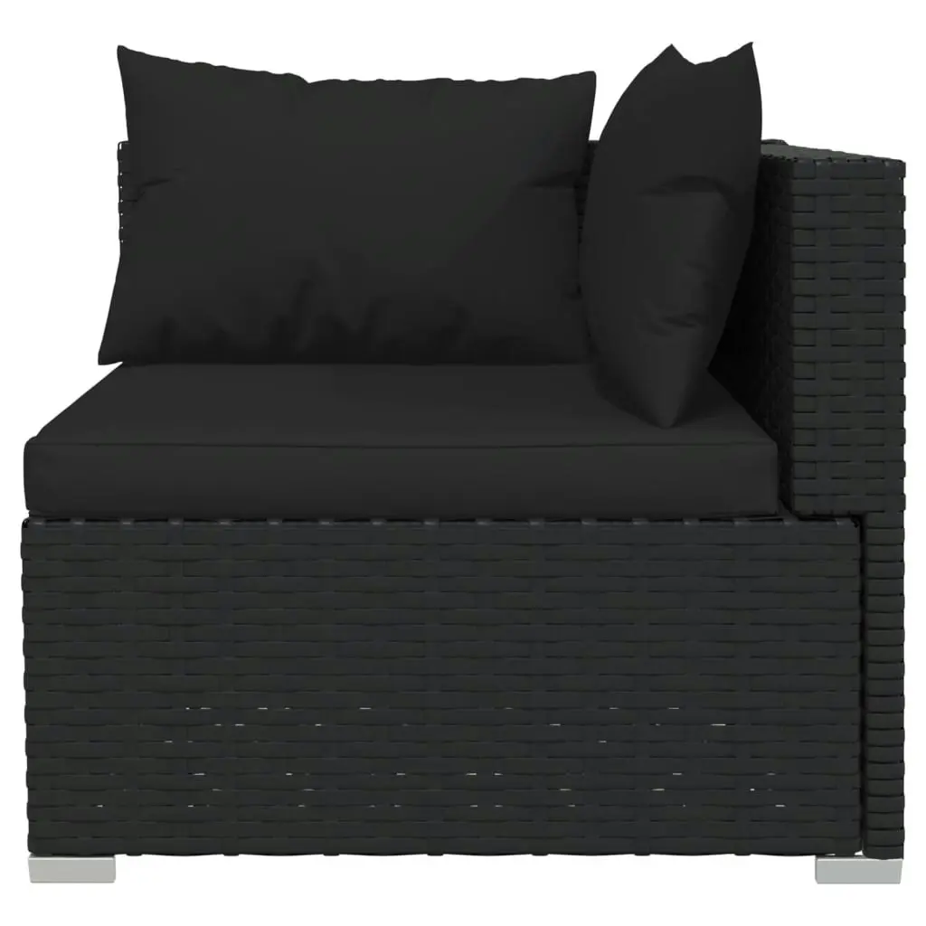 12 Piece Garden Lounge Set with Cushions Black Poly Rattan 3102832