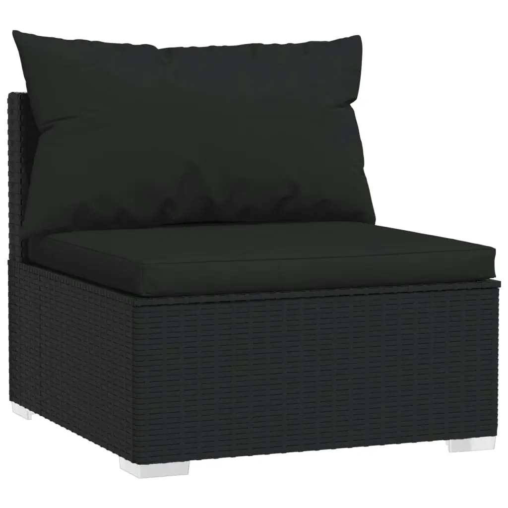 12 Piece Garden Lounge Set with Cushions Black Poly Rattan 3102832