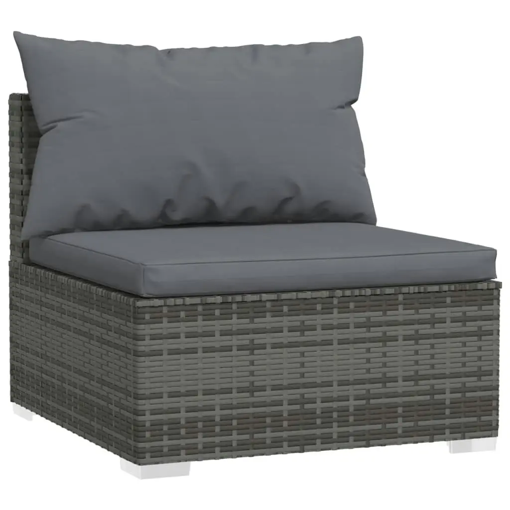 12 Piece Garden Lounge Set with Cushions Grey Poly Rattan 3102845