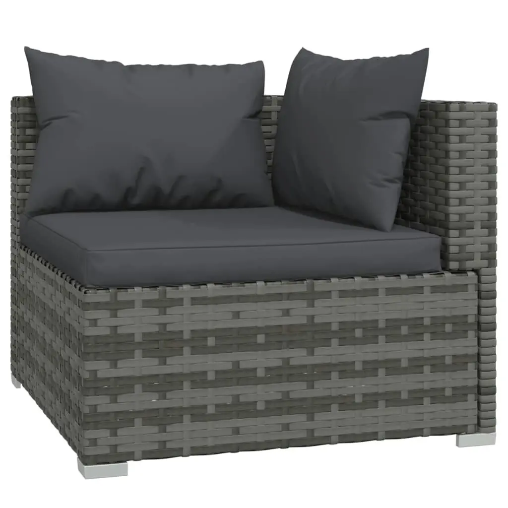 12 Piece Garden Lounge Set with Cushions Grey Poly Rattan 3102845