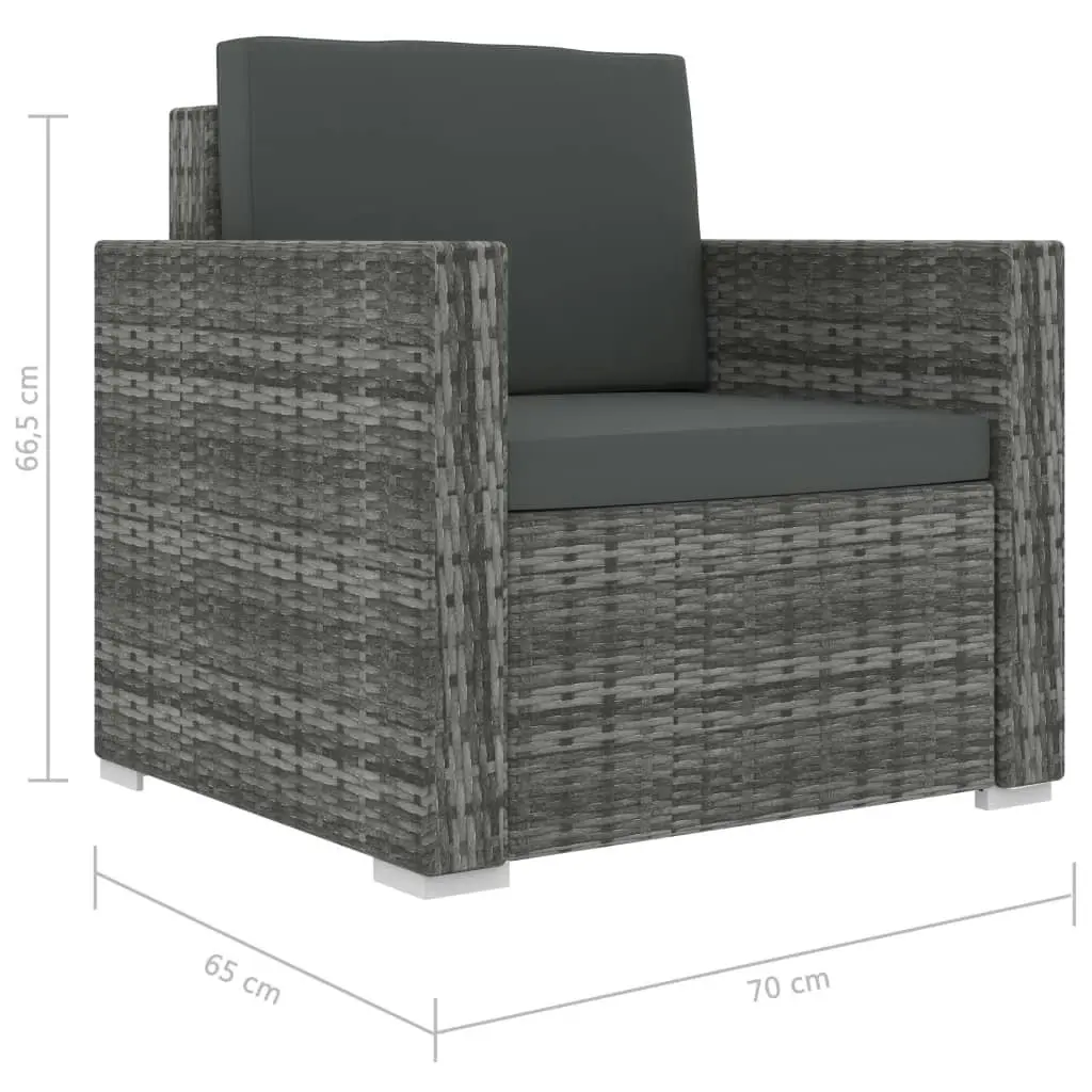 13 Piece Garden Lounge Set with Cushions Poly Rattan Grey 46759