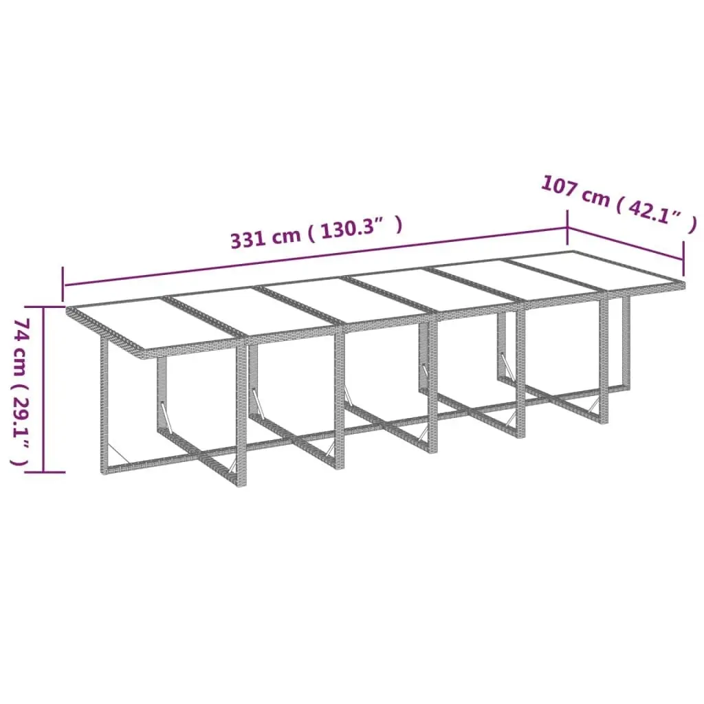 17 Piece Garden Dining Set with Cushions Poly Rattan Brown 3095621