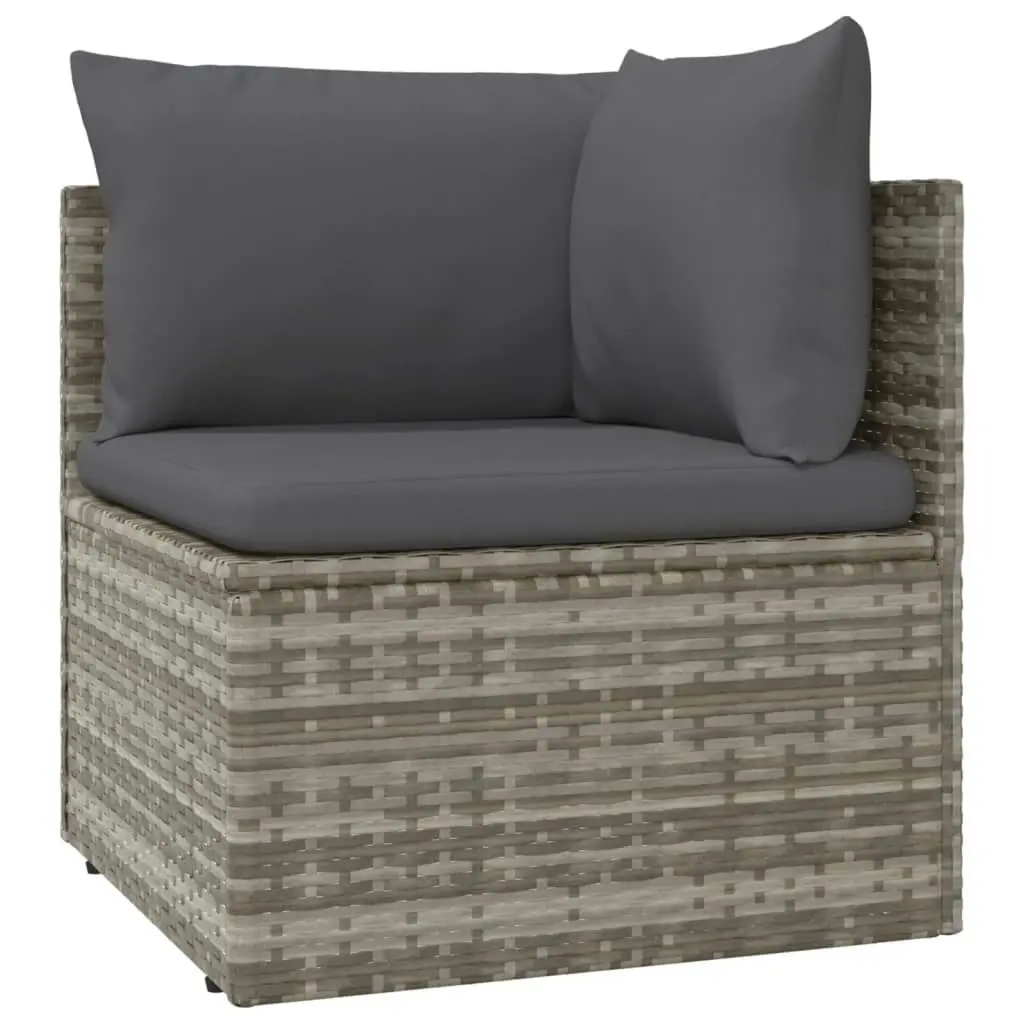 14 Piece Garden Lounge Set with Cushions Grey Poly Rattan 3157467