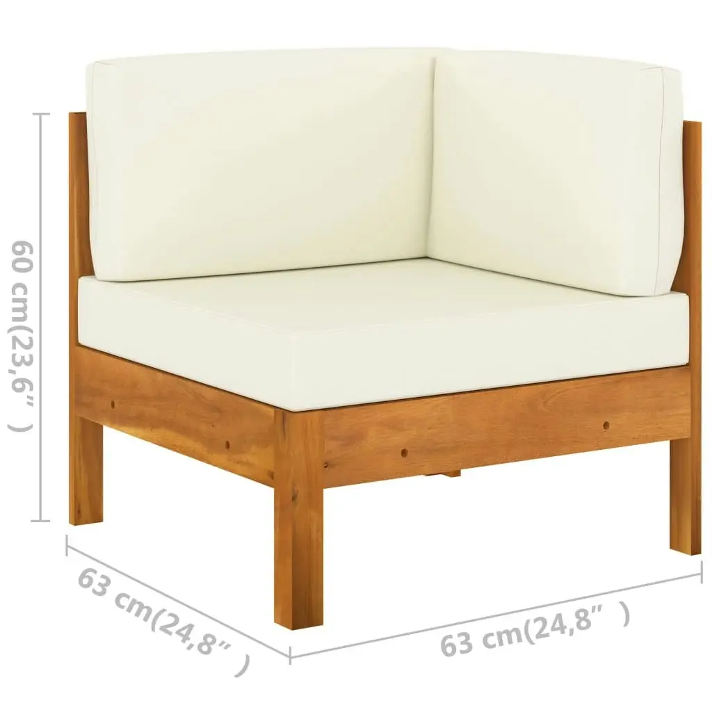 10 Piece Garden Lounge Set with Cream White Cushions Acacia Wood 3057945