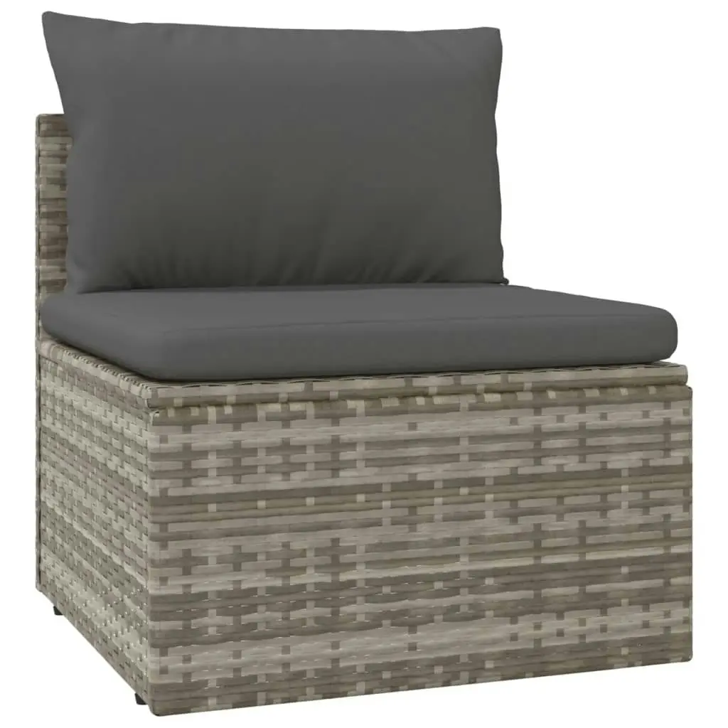 10 Piece Garden Lounge Set with Cushions Grey Poly Rattan 3157431