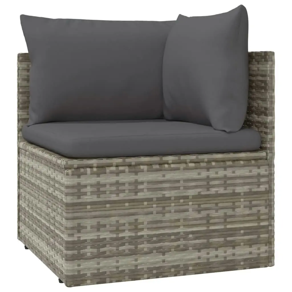 10 Piece Garden Lounge Set with Cushions Grey Poly Rattan 3157431