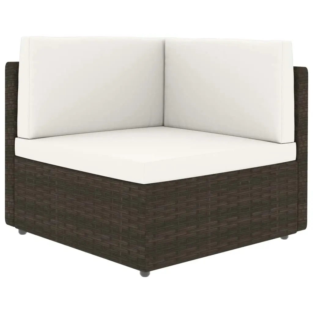 10 Piece Garden Lounge Set Poly Rattan Brown 3054598