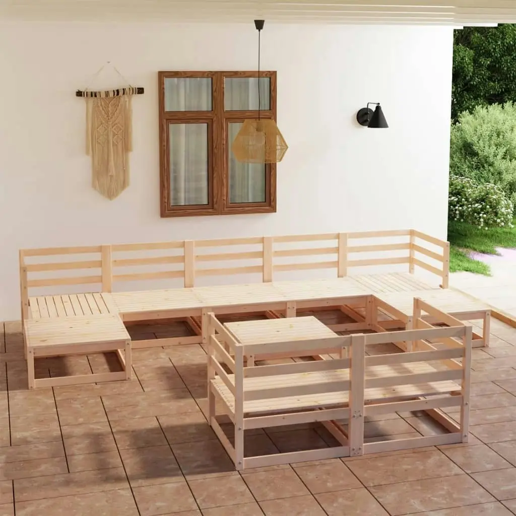 10 Piece Garden Lounge Set Solid Pinewood 3078139