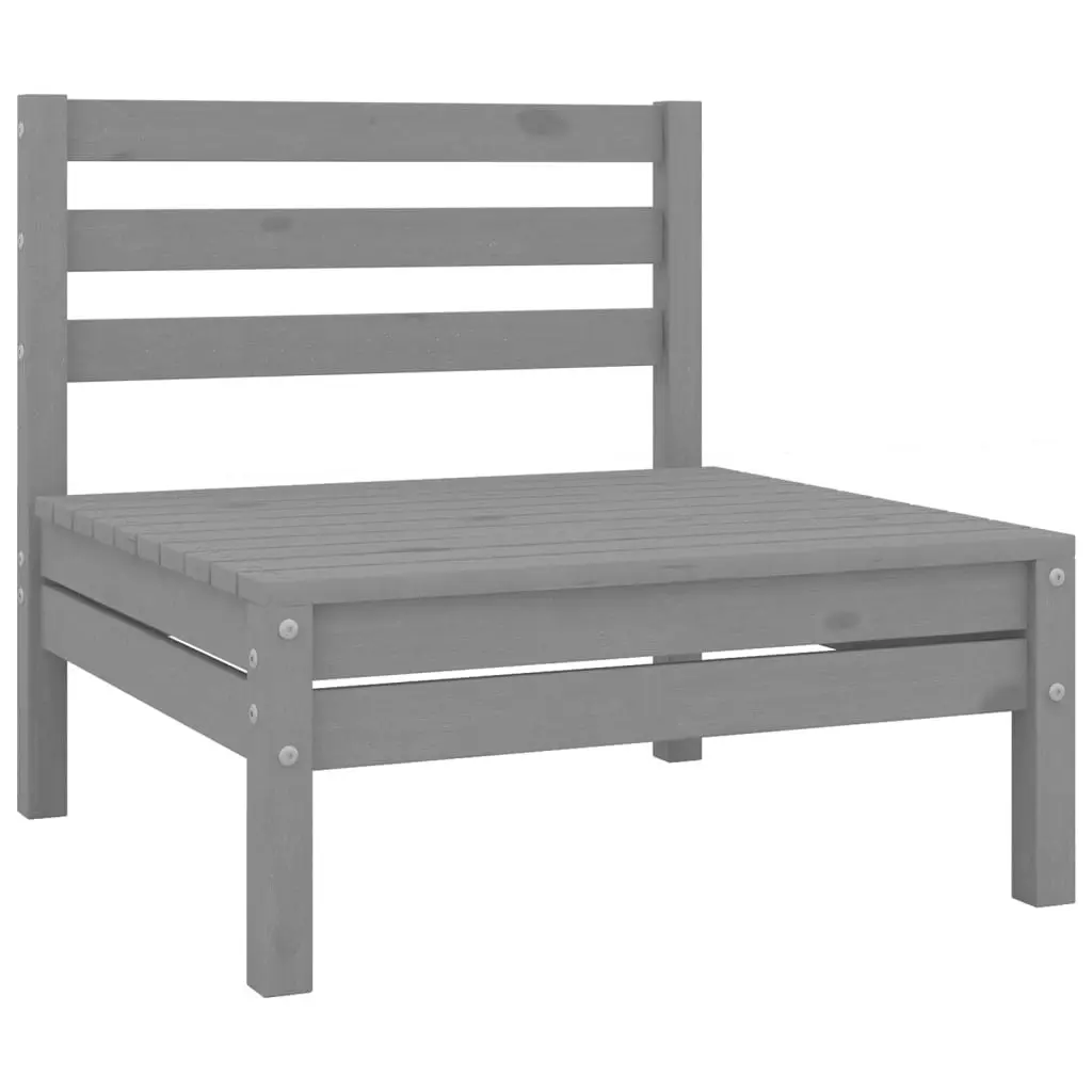 10 Piece Garden Lounge Set Grey Solid Pinewood 3083361