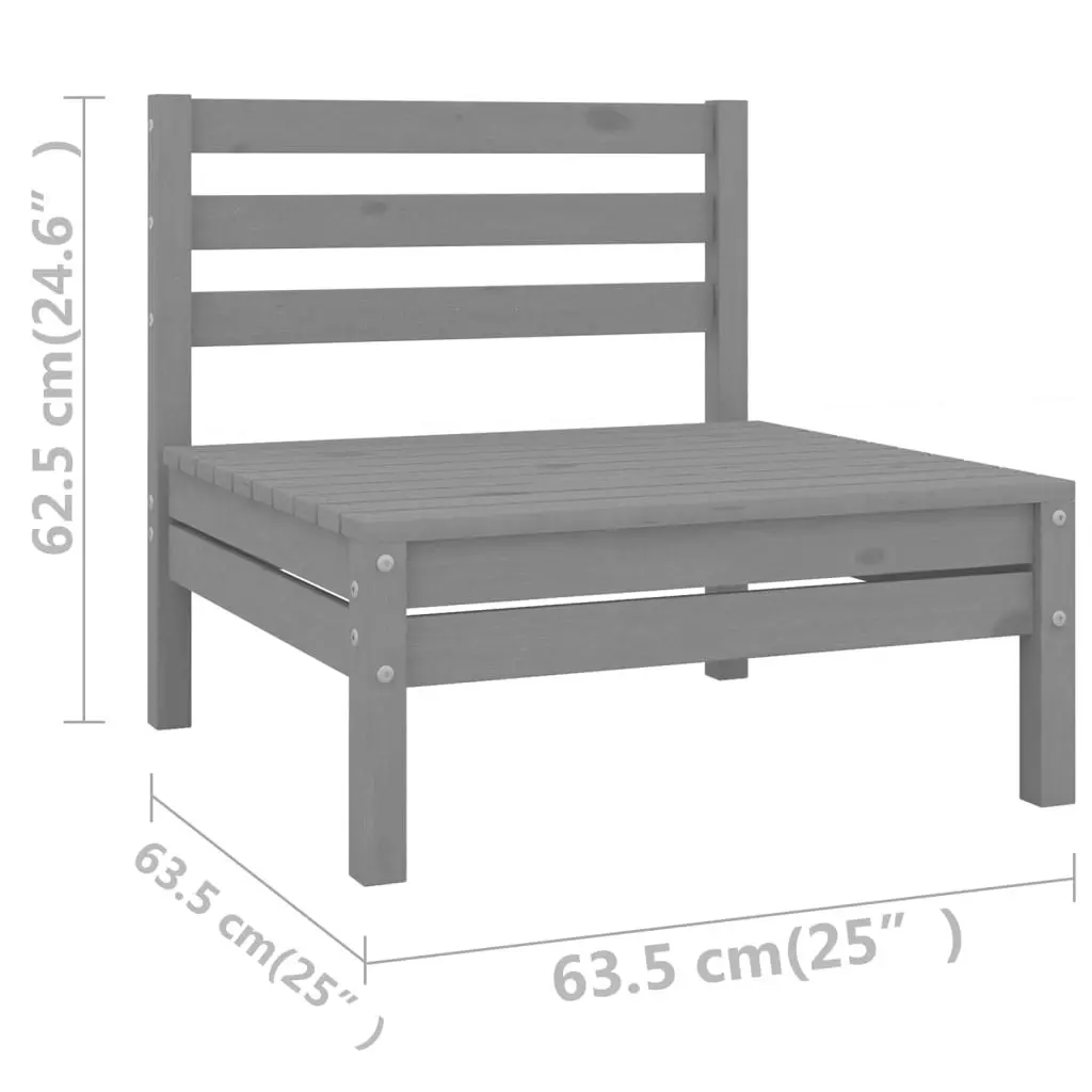 10 Piece Garden Lounge Set Grey Solid Pinewood 3083361