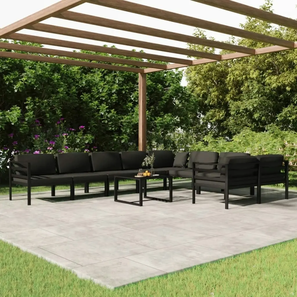 10 Piece Garden Lounge Set with Cushions Aluminium Anthracite 3107824