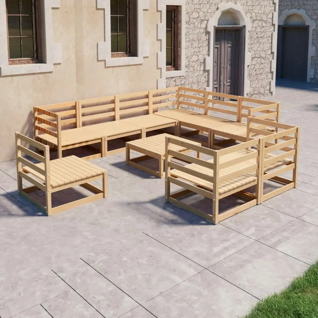 10 Piece Garden Lounge Set Solid Pinewood 3075809