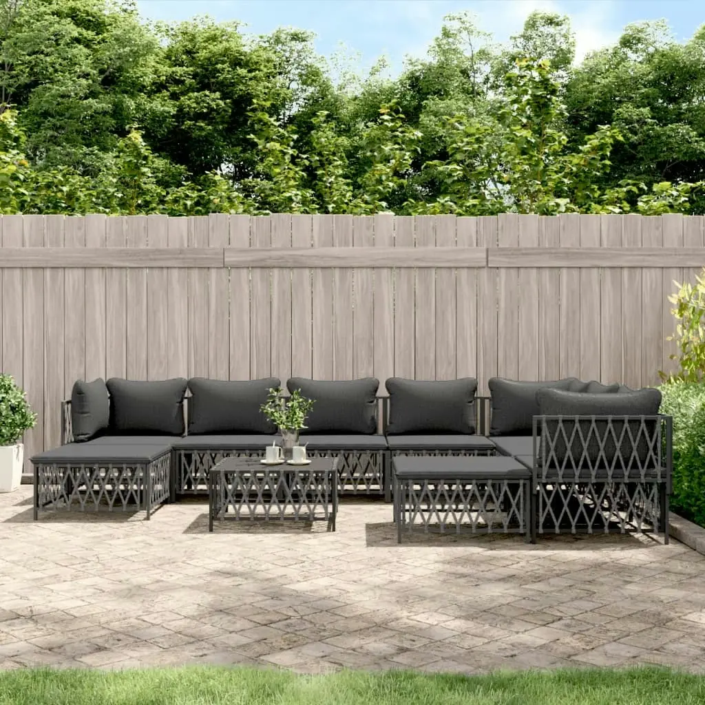 10 Piece Garden Lounge Set with Cushions Anthracite Steel 3186931