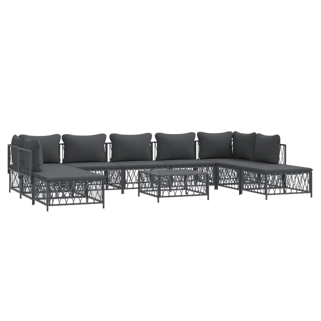 10 Piece Garden Lounge Set with Cushions Anthracite Steel 3186927