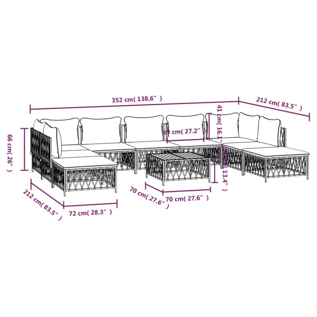 10 Piece Garden Lounge Set with Cushions Anthracite Steel 3186927