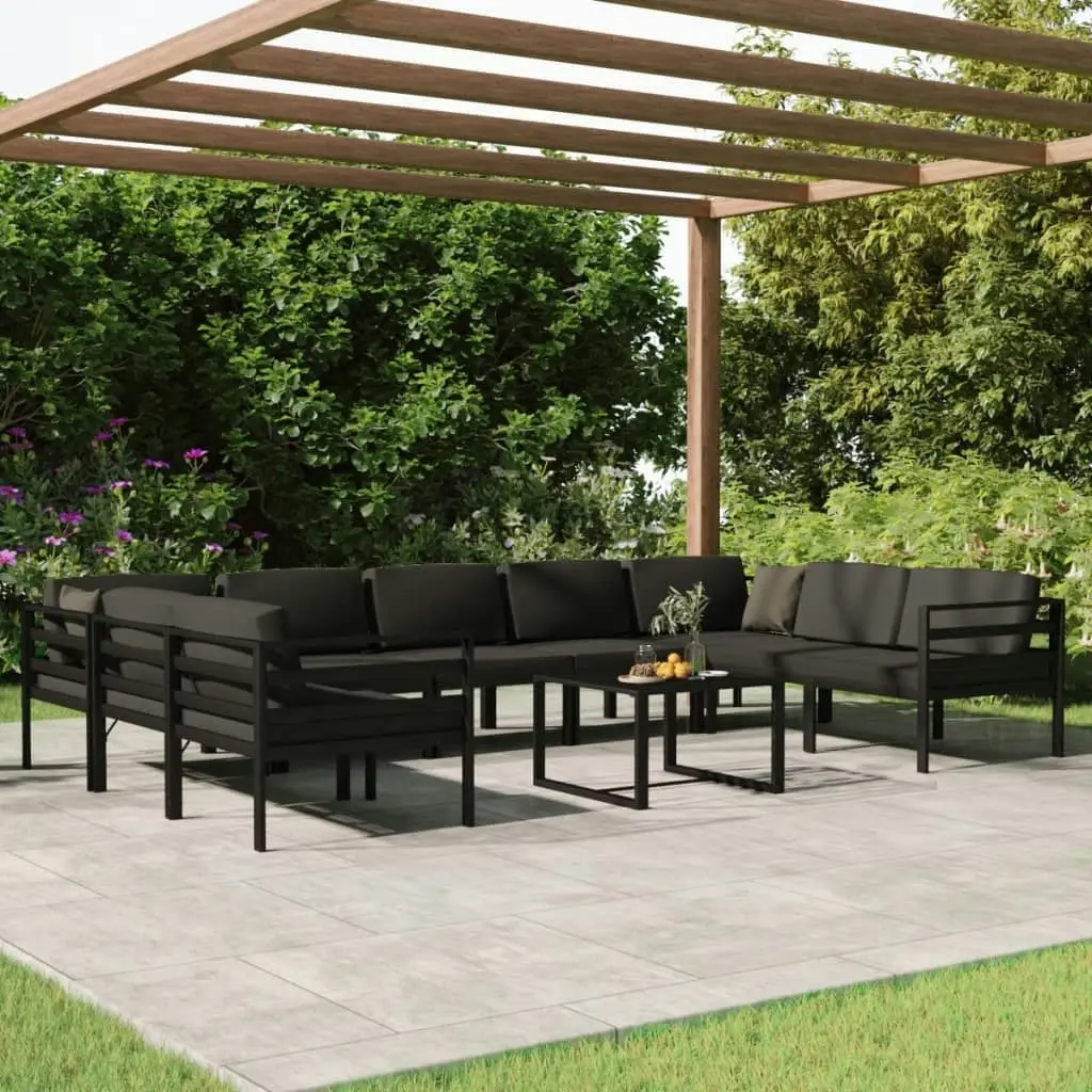 10 Piece Garden Lounge Set with Cushions Aluminium Anthracite 3107815