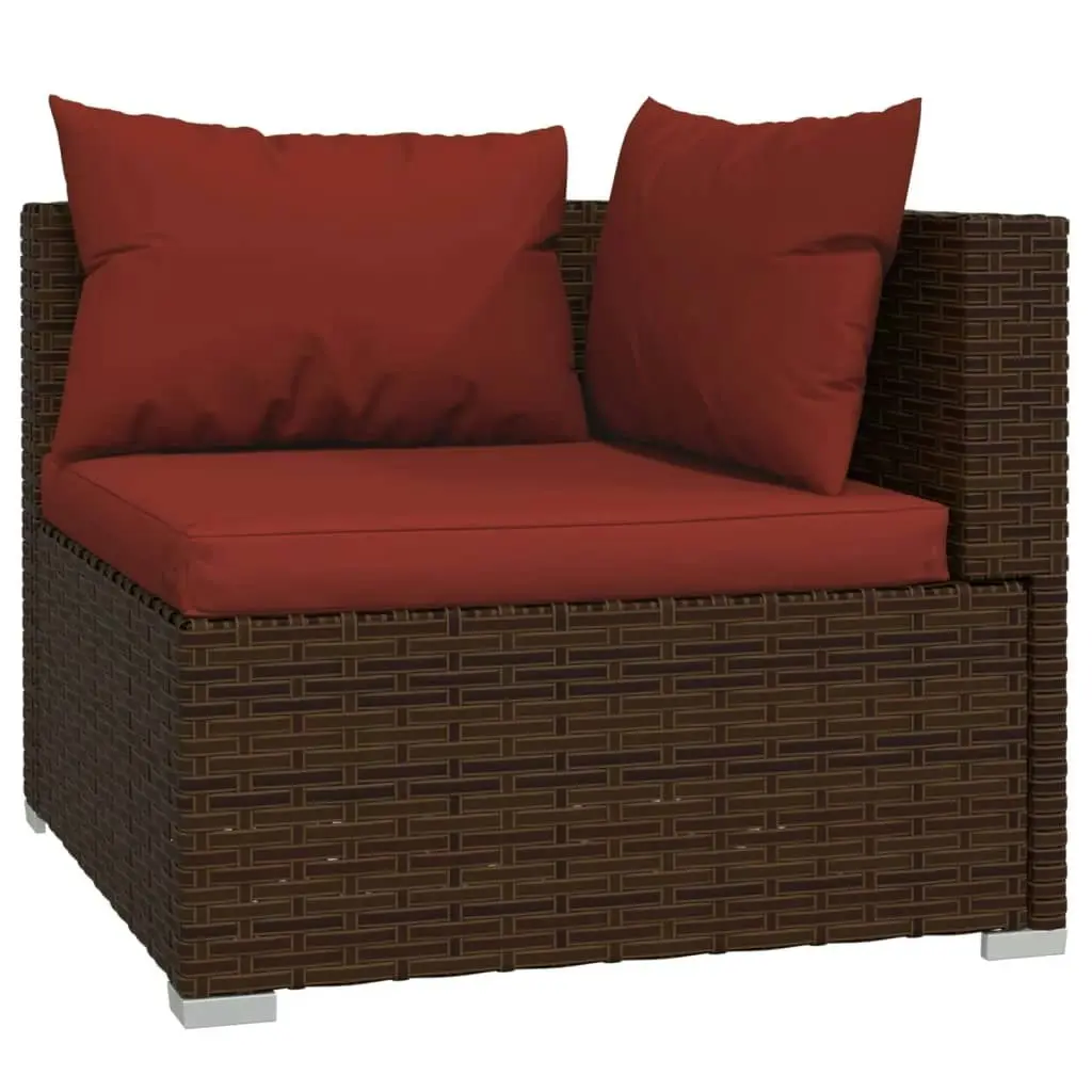 10 Piece Garden Lounge Set with Cushions Brown Poly Rattan 3102507