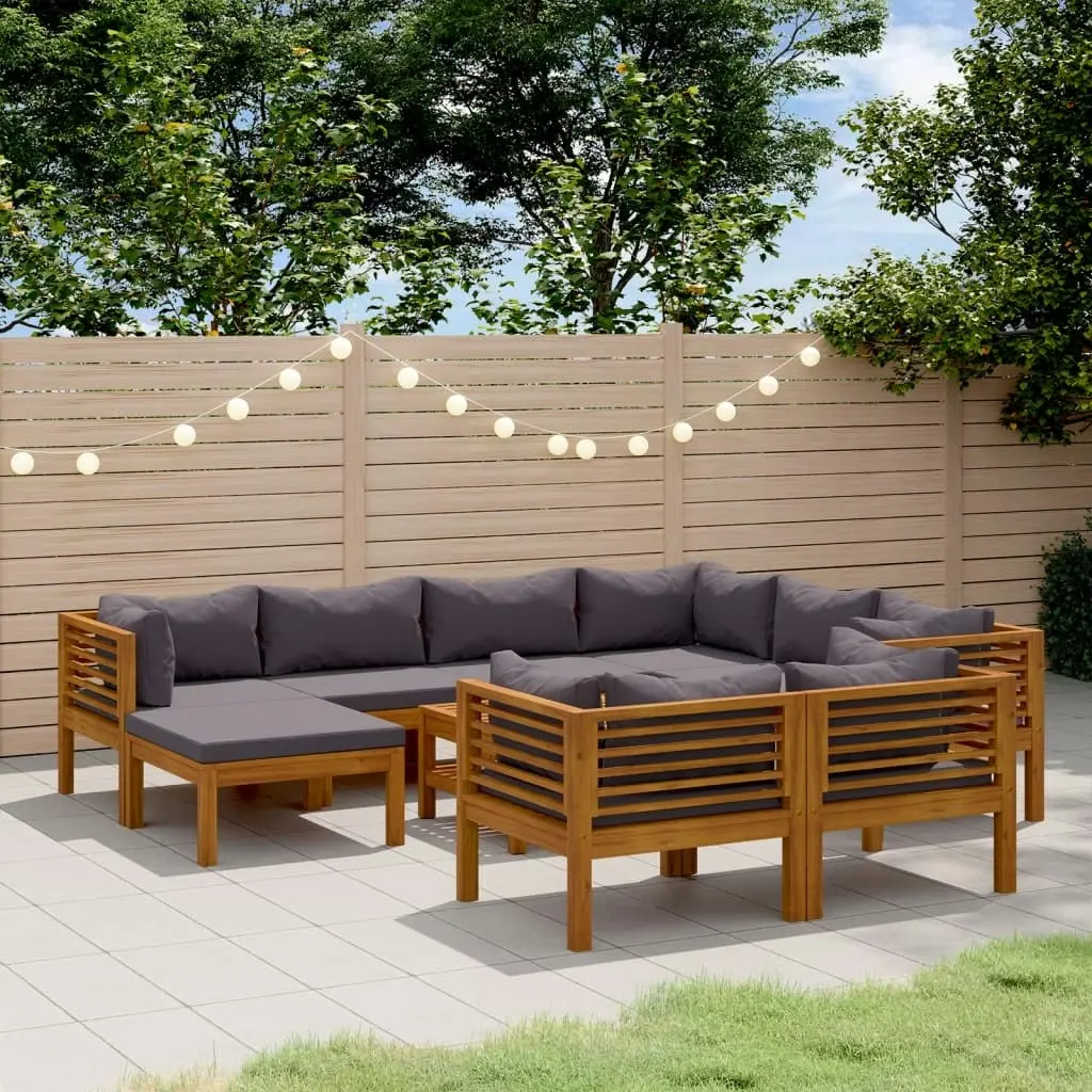 10 Piece Garden Lounge Set with Cushion Solid Acacia Wood 3086909