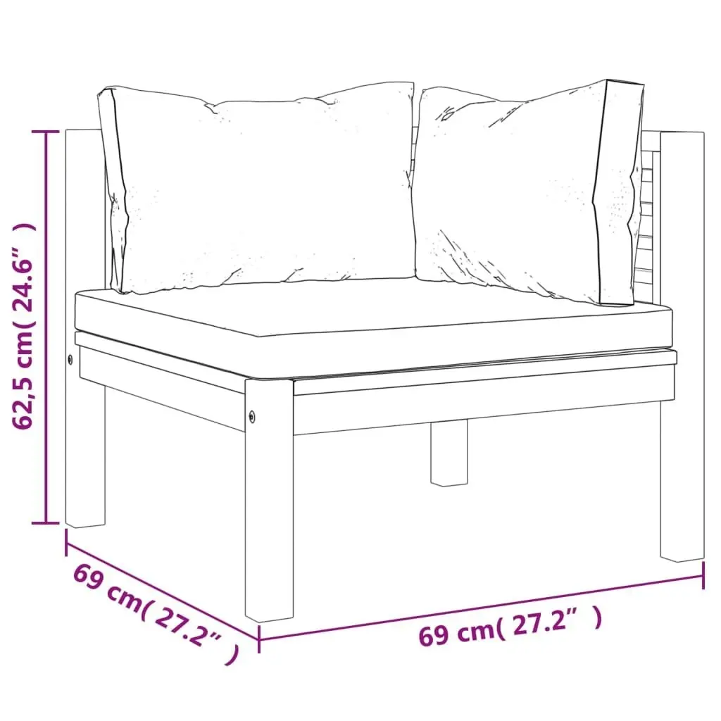 10 Piece Garden Lounge Set with Cushion Solid Acacia Wood 3086909