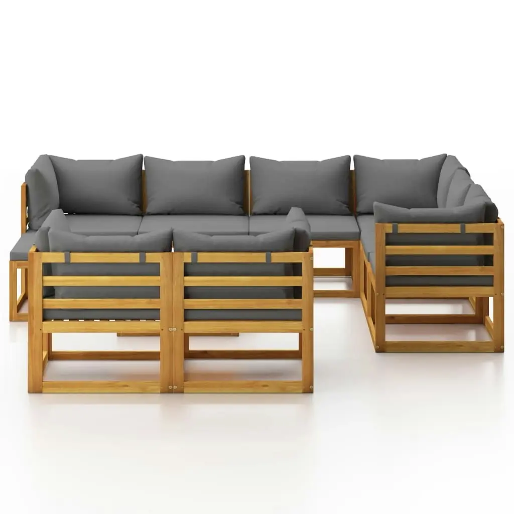 10 Piece Garden Lounge Set with Cushion Solid Acacia Wood 3057616