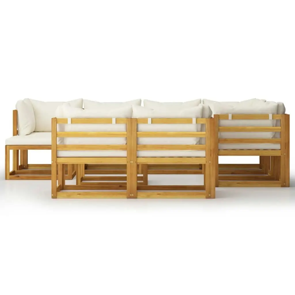 10 Piece Garden Lounge Set with Cushion Cream Solid Acacia Wood 3057647