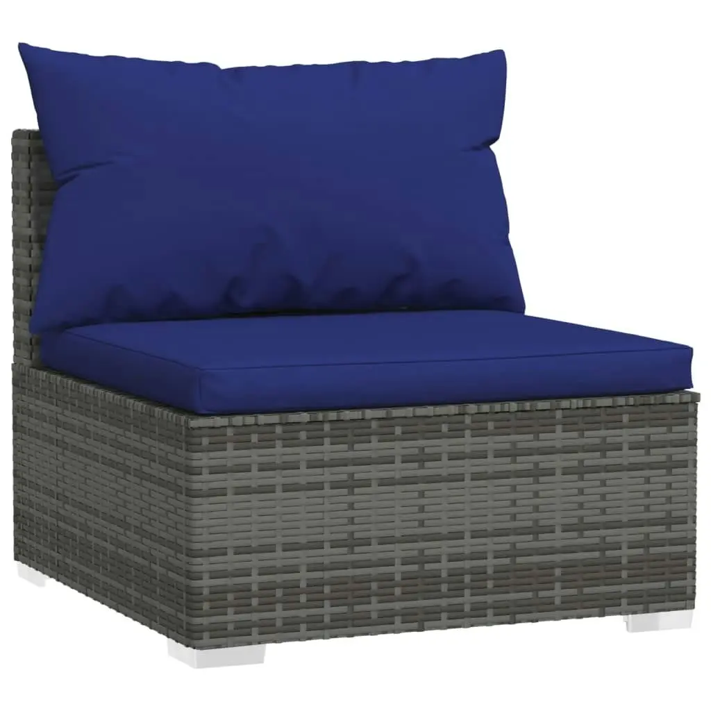 10 Piece Garden Lounge Set with Cushions Grey Poly Rattan 3102038