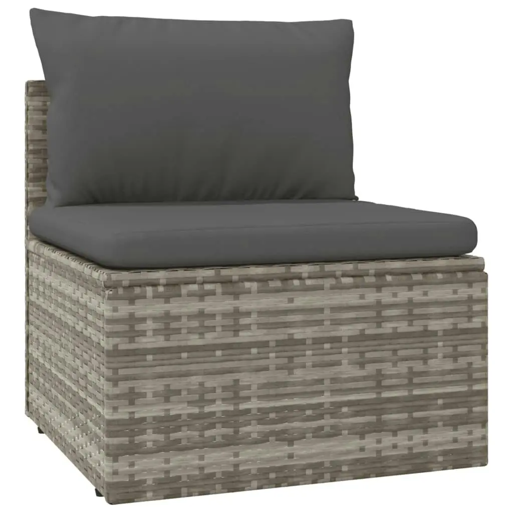 10 Piece Garden Lounge Set with Cushions Grey Poly Rattan 3157449