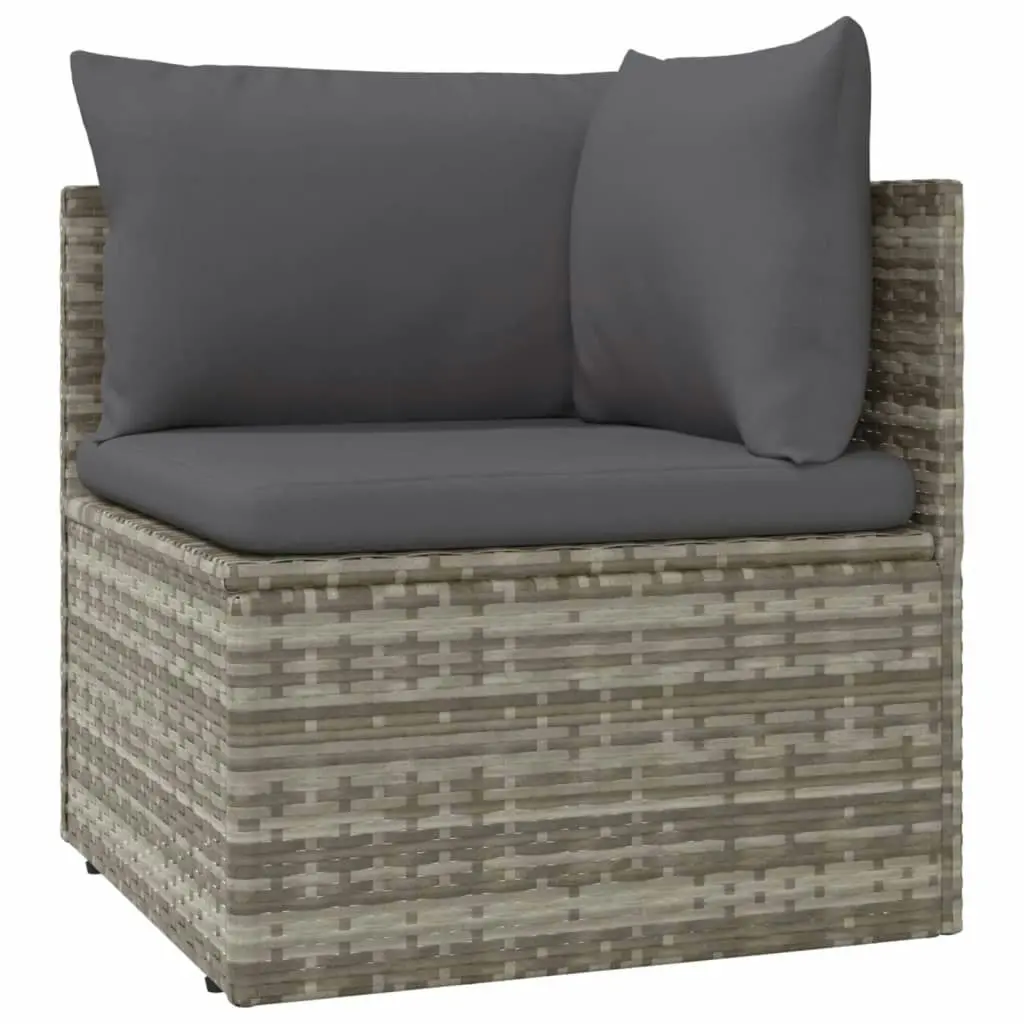 10 Piece Garden Lounge Set with Cushions Grey Poly Rattan 3157350