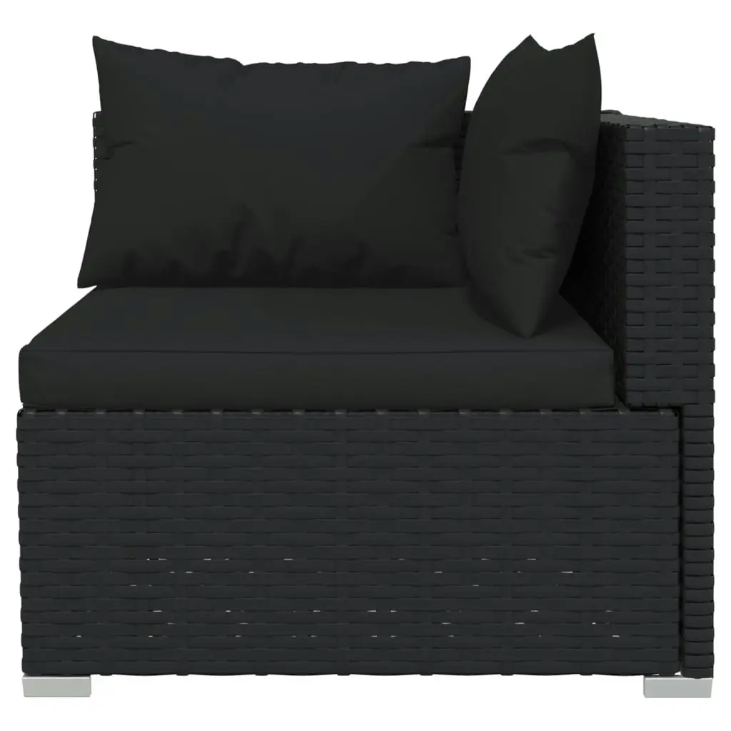 10 Piece Garden Lounge Set with Cushions Poly Rattan Black 3102792