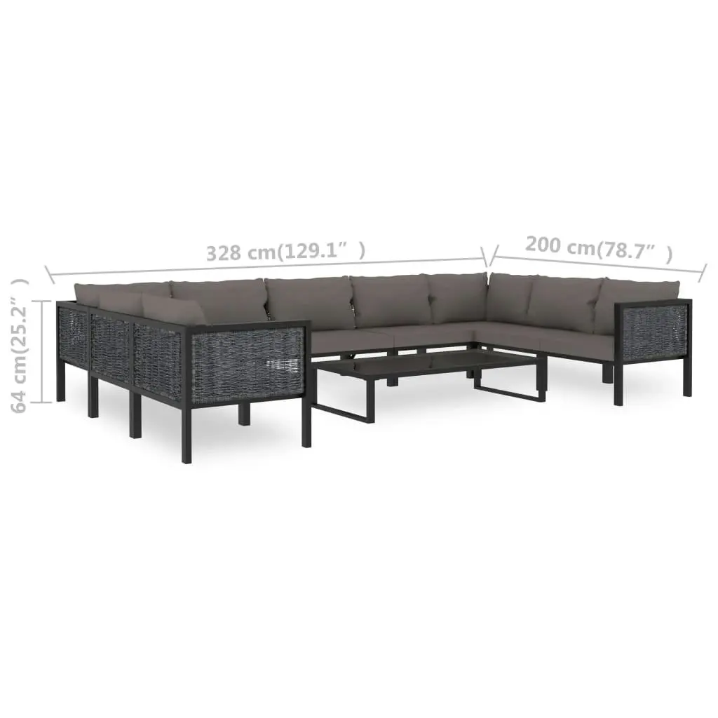 10 Piece Garden Lounge Set with Cushions Poly Rattan Anthracite 49410